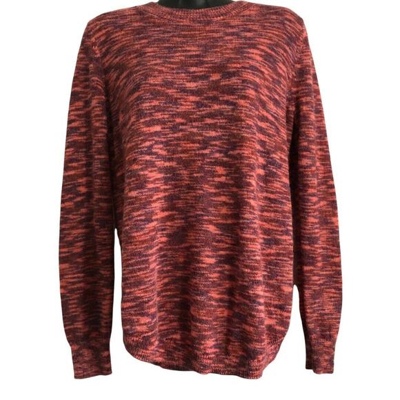 LOFT Womens Sweater Size Medium Long Sleeve Crew Neck Spacedye Shirttail Coral - Picture 1 of 5